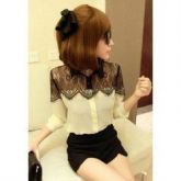 Elegante Camisa em Tecido Chiffon de Mangas Compridas