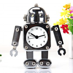 Criativo Relógio Despertador Robot com luz de flash